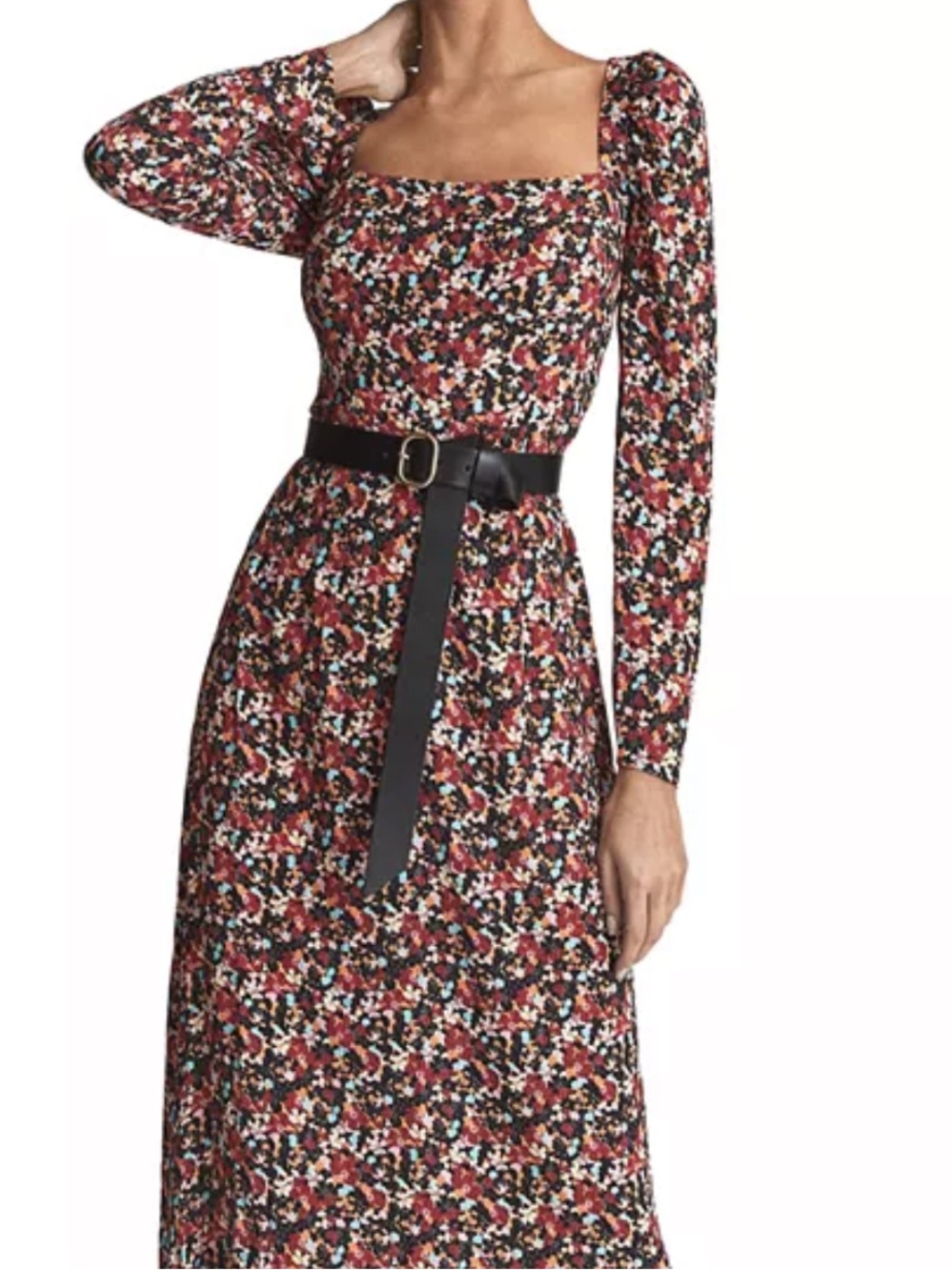 Reiss Miller Square Neck Midi Dress